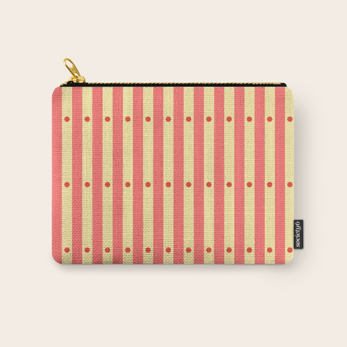 Stripes and Dots geometric pattern peach and yellow Carry All Pouch Gallery Image 1