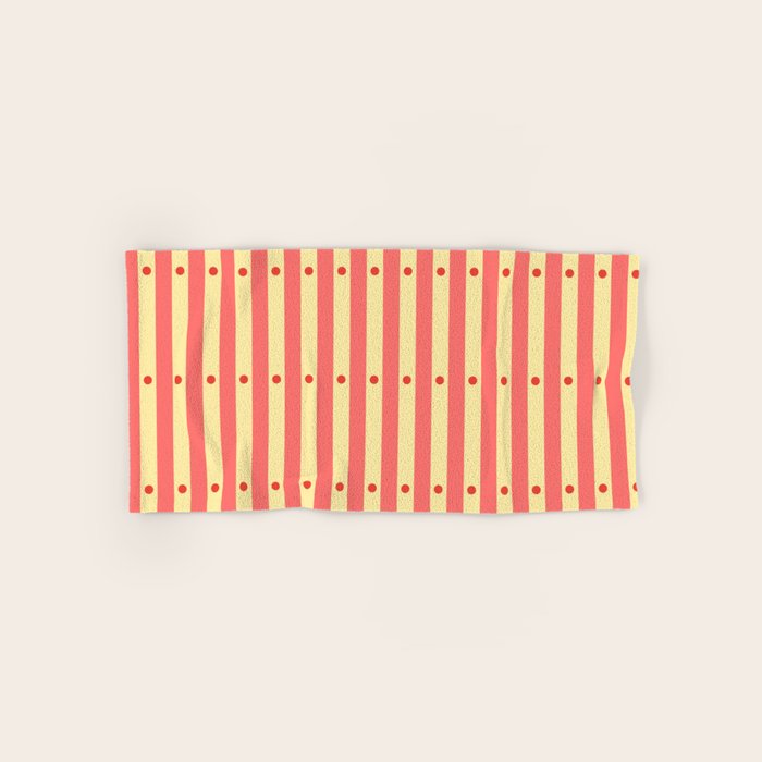 Stripes and Dots geometric pattern peach and yellow Bath Towel Gallery Image 1