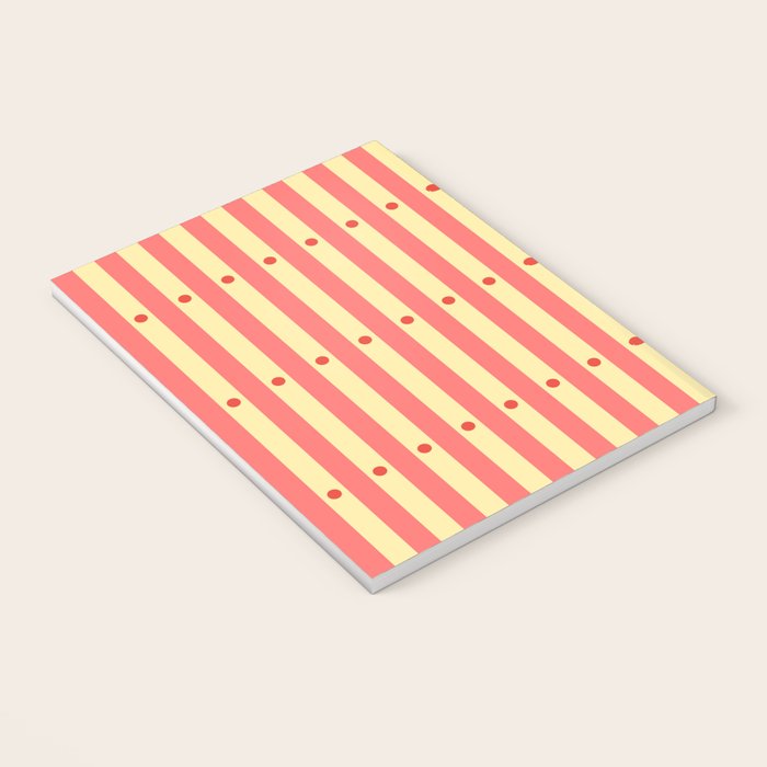 Stripes and Dots geometric pattern peach and yellow Notebook Gallery Image 3