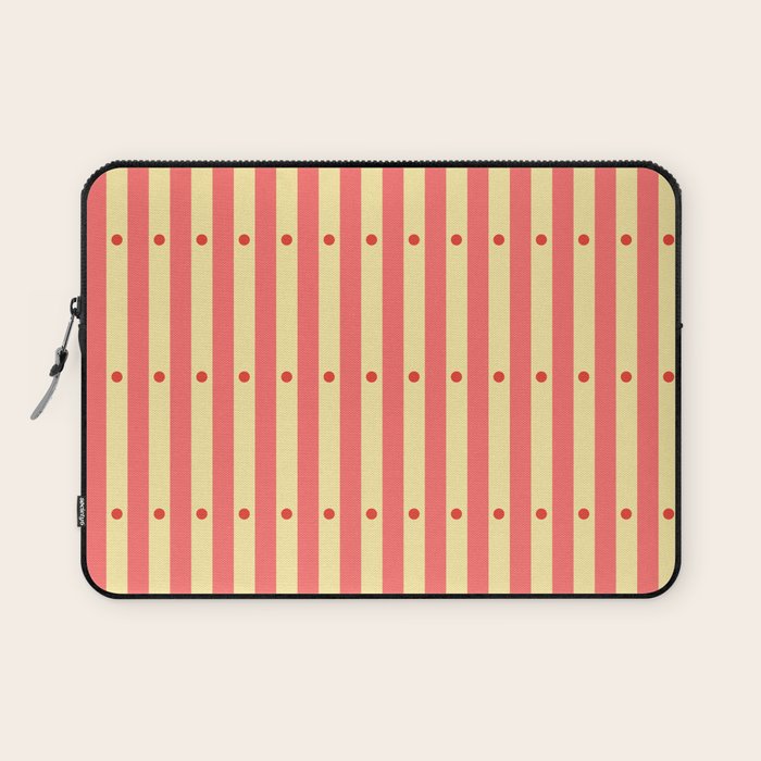 Stripes and Dots geometric pattern peach and yellow Laptop Sleeve Gallery Image 1