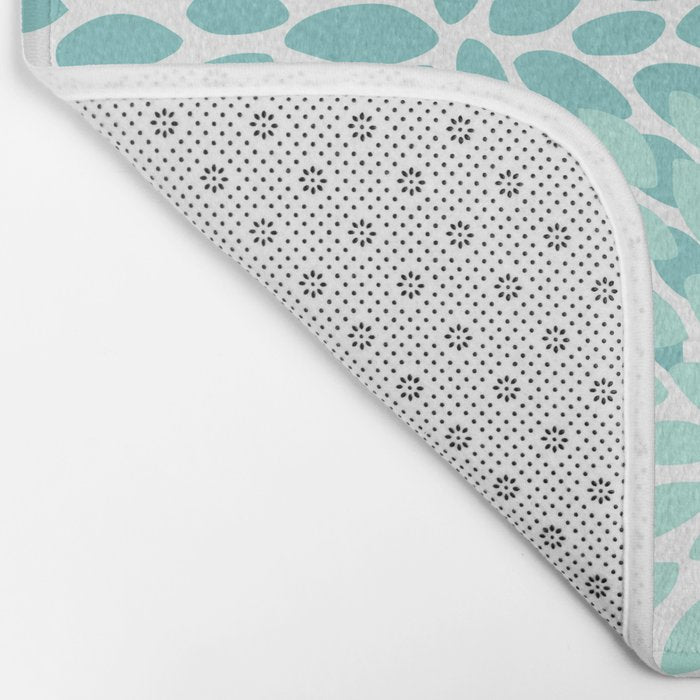 Floral Pattern, Aqua, Teal, Turquoise and Gray Bath Mat Gallery Image 2