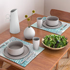 Floral Pattern, Aqua, Teal, Turquoise and Gray Placemat Gallery Image 2