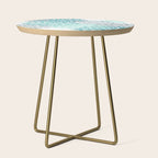 Floral Pattern, Aqua, Teal, Turquoise and Gray Side Table Gallery Image 1