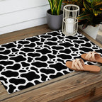 Abstract black and white water surface pattern Outdoor Rug Gallery Image 2