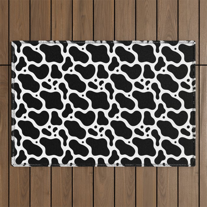 Abstract black and white water surface pattern Outdoor Rug Gallery Image 1