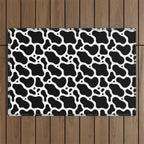 Abstract black and white water surface pattern Outdoor Rug Gallery Image 1