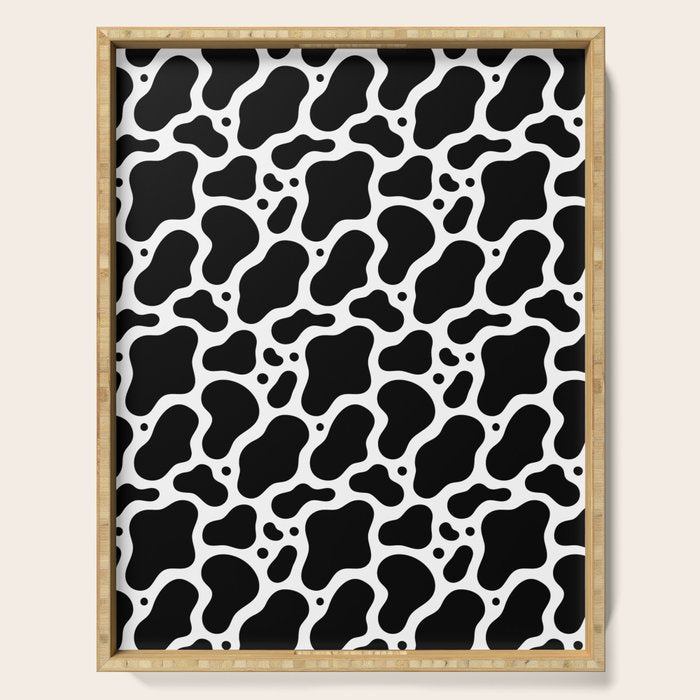 Abstract black and white water surface pattern Serving Tray Gallery Image 1