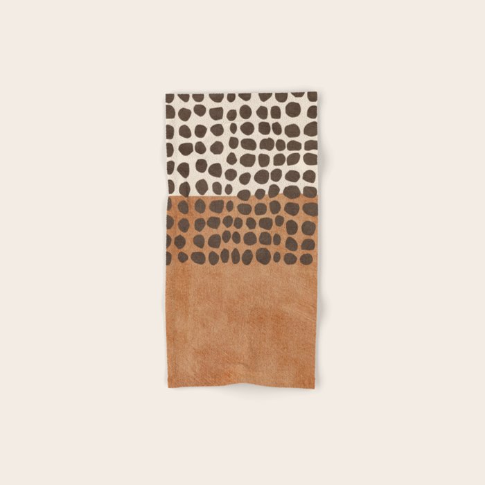 Rich Terracotta Black Dots Abstract Art Bath Towel Gallery Image 1