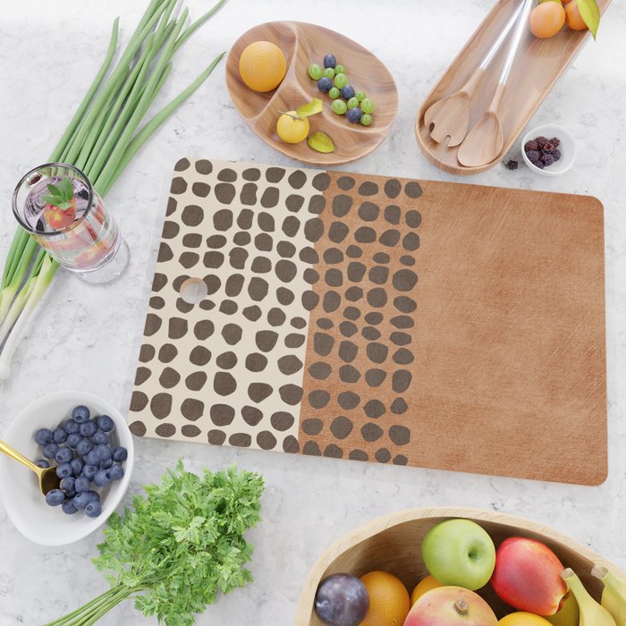 Rich Terracotta Black Dots Abstract Art Cutting Board Gallery Image 2