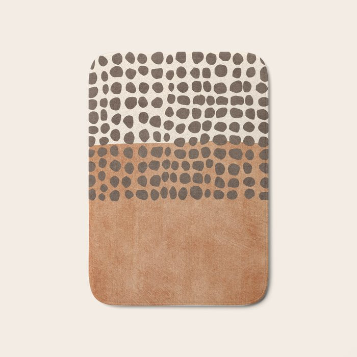 Rich Terracotta Black Dots Abstract Art Bath Mat Gallery Image 1