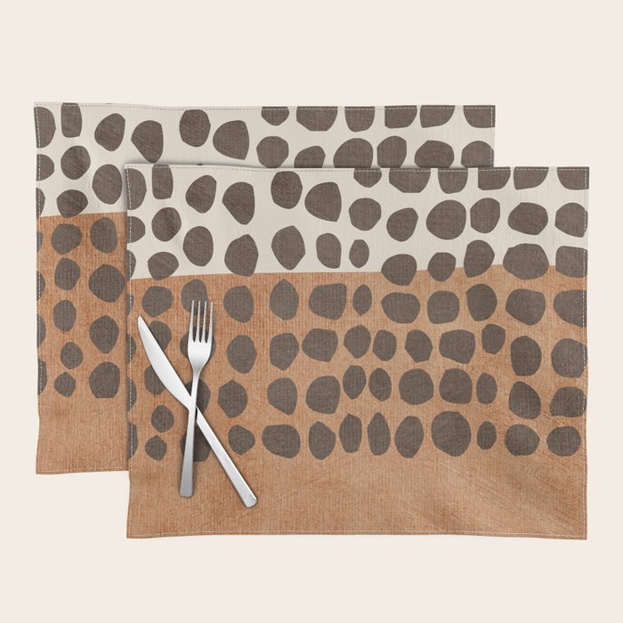 Rich Terracotta Black Dots Abstract Art Placemat Gallery Image 1