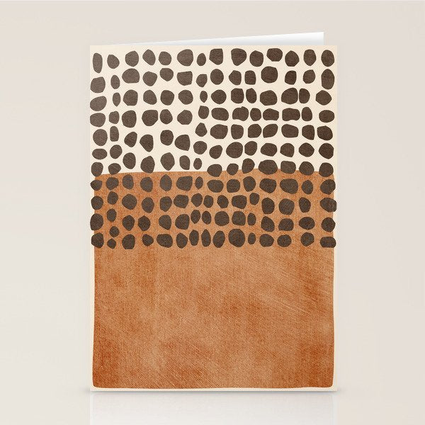 Rich Terracotta Black Dots Abstract Art Stationery Card Gallery Image 2