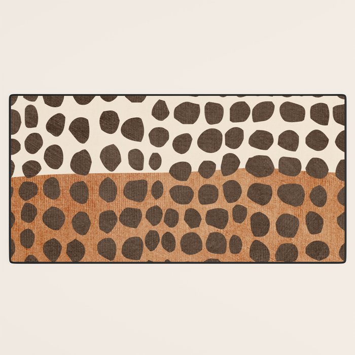 Rich Terracotta Black Dots Abstract Art Desk Mat Gallery Image 3