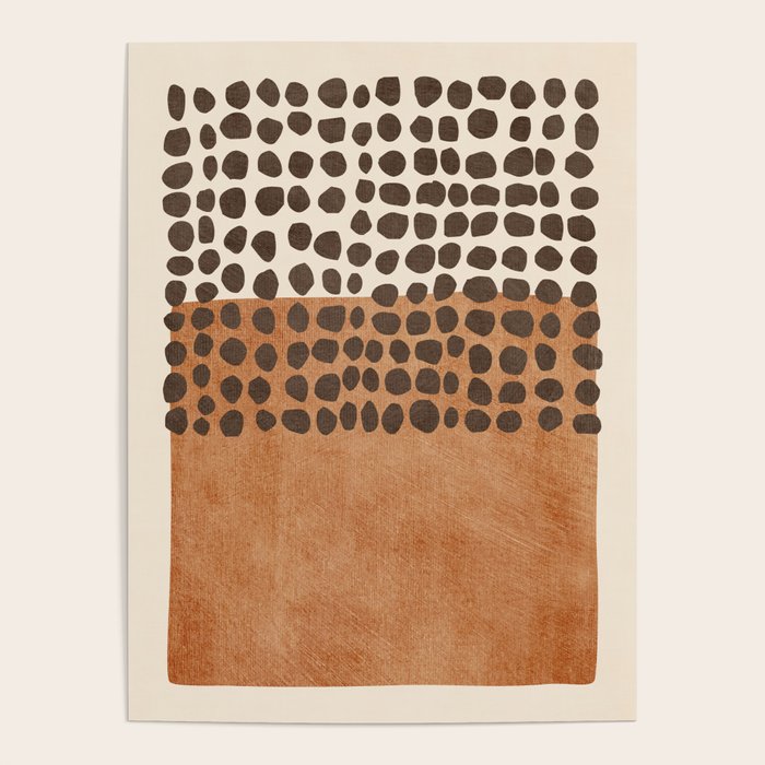 Rich Terracotta Black Dots Abstract Art Poster Gallery Image 1