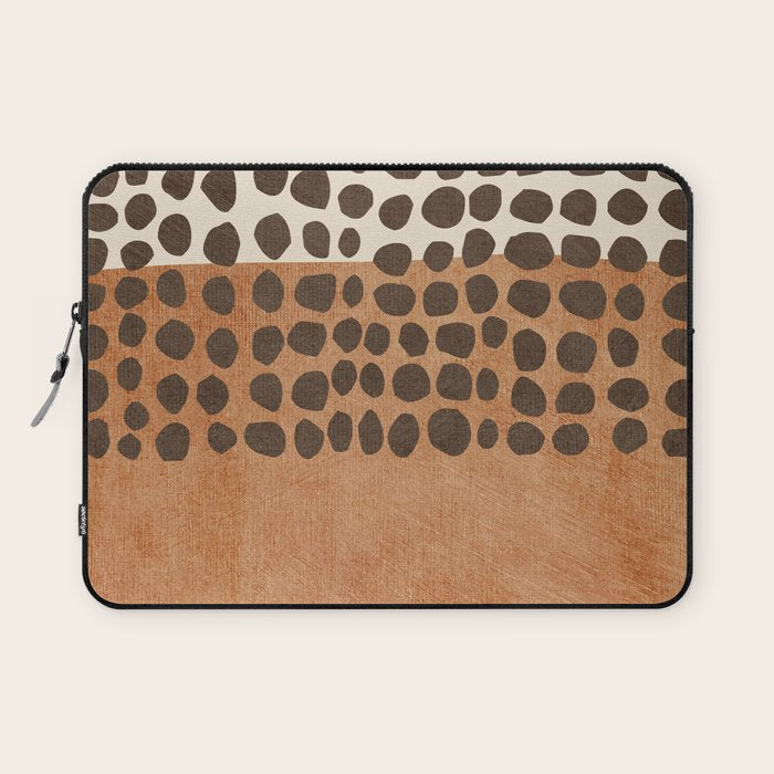 Rich Terracotta Black Dots Abstract Art Laptop Sleeve Gallery Image 1