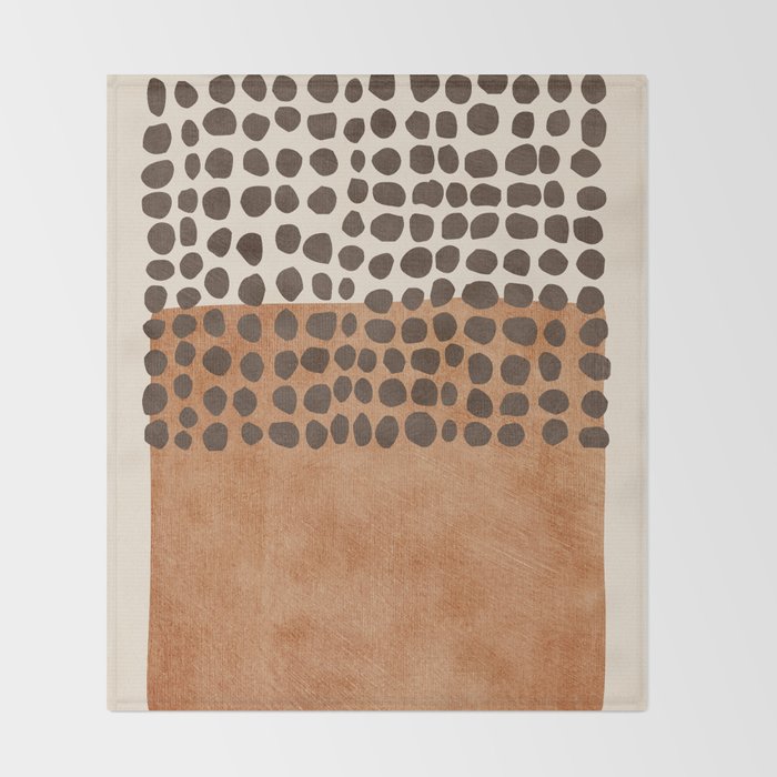 Rich Terracotta Black Dots Abstract Art Throw Blanket Gallery Image 2