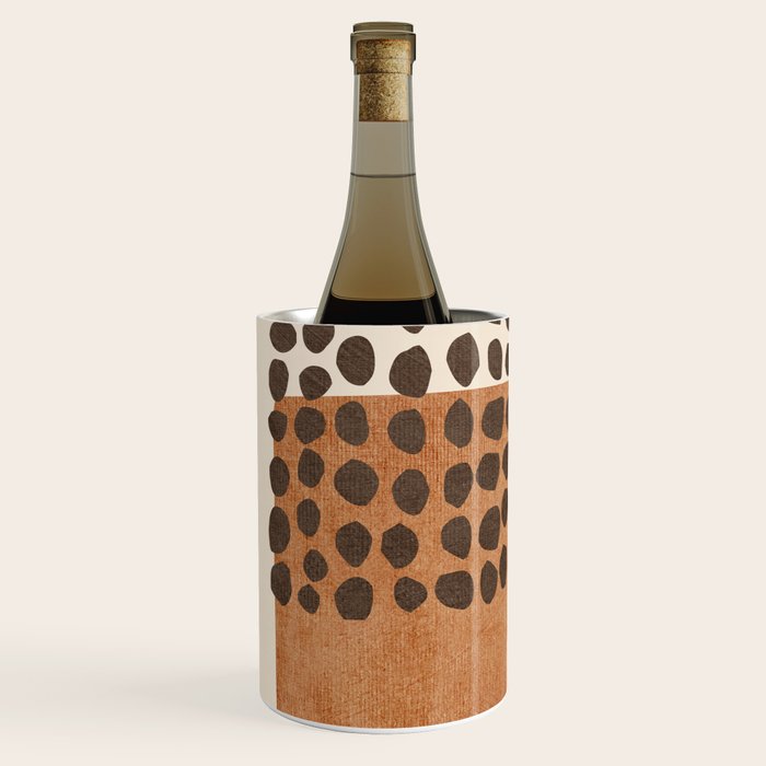 Rich Terracotta Black Dots Abstract Art Wine Chiller Gallery Image 2