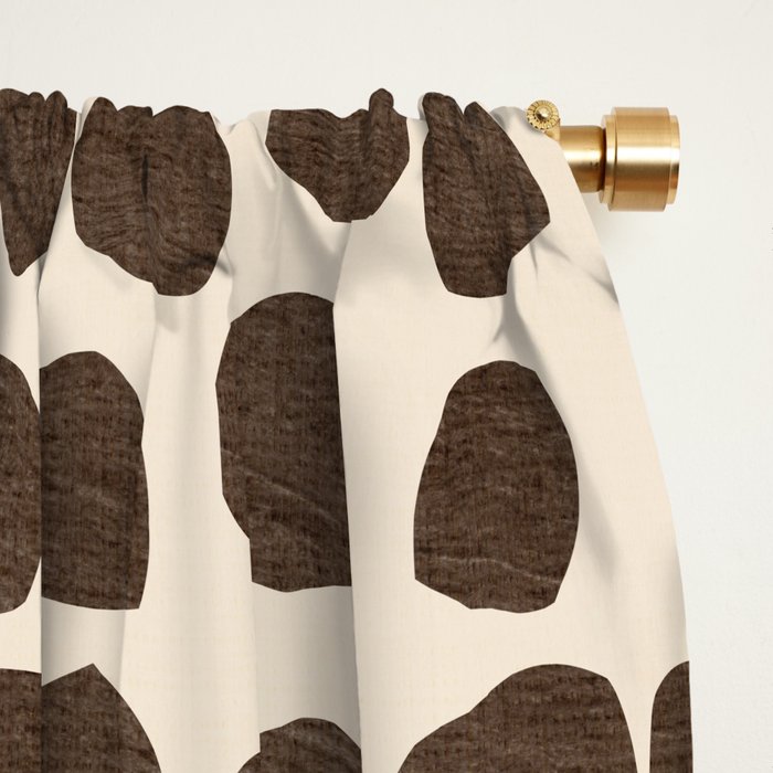 Rich Terracotta Black Dots Abstract Art Window Curtain Gallery Image 2