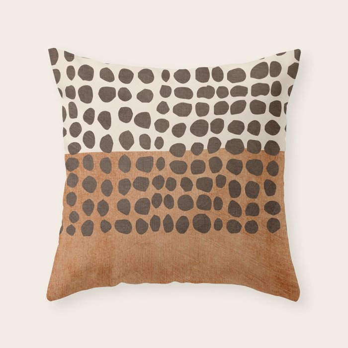 Rich Terracotta Black Dots Abstract Art Throw Pillow Gallery Image 6