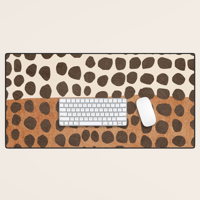 Rich Terracotta Black Dots Abstract Art Desk Mat Gallery Image 1