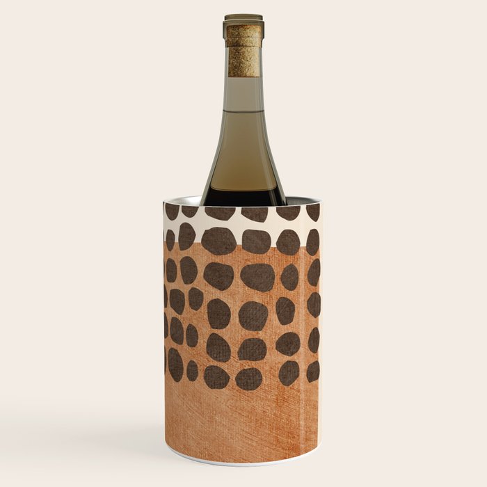 Rich Terracotta Black Dots Abstract Art Wine Chiller Gallery Image 3