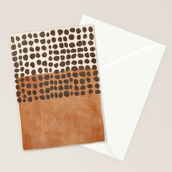 Rich Terracotta Black Dots Abstract Art Stationery Card Gallery Image 2