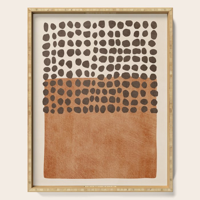 Rich Terracotta Black Dots Abstract Art Serving Tray Gallery Image 1