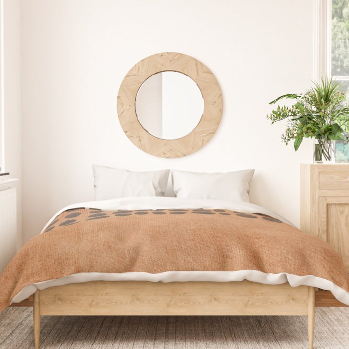 Rich Terracotta Black Dots Abstract Art Duvet Cover Gallery Image 3