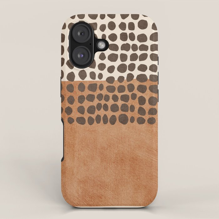 Rich Terracotta Black Dots Abstract Art iPhone Case Gallery Image 1