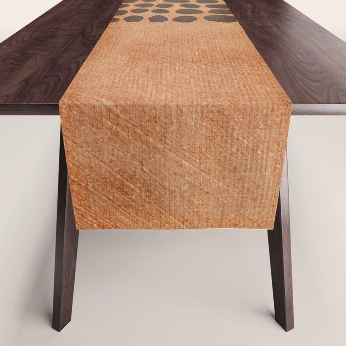 Rich Terracotta Black Dots Abstract Art Table Runner Gallery Image 1