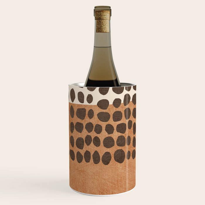 Rich Terracotta Black Dots Abstract Art Wine Chiller Gallery Image 1