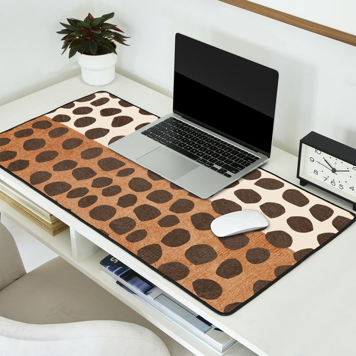 Rich Terracotta Black Dots Abstract Art Desk Mat Gallery Image 2