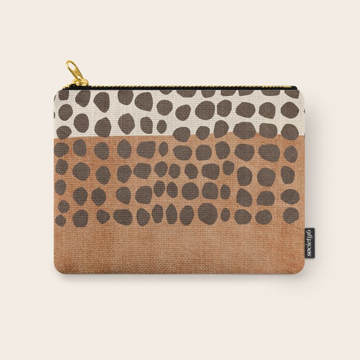 Rich Terracotta Black Dots Abstract Art Carry All Pouch Gallery Image 1