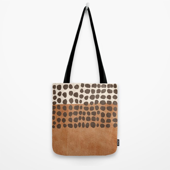 Rich Terracotta Black Dots Abstract Art Tote Bag Gallery Image 2