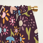 Ditsy Daisy Floral on Burgundy Window Curtain Gallery Image 2