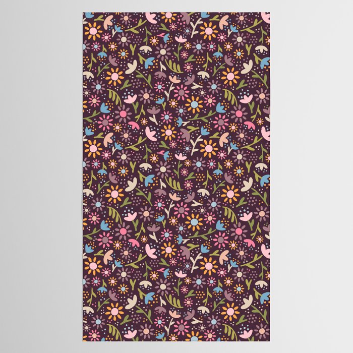 Ditsy Daisy Floral on Burgundy Tablecloth Gallery Image 2