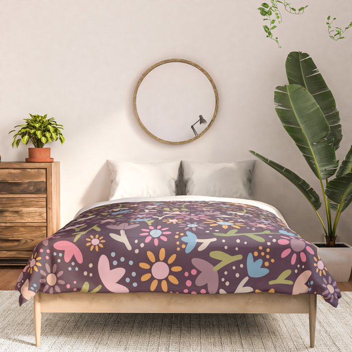 Ditsy Daisy Floral on Burgundy Comforter Gallery Image 3