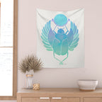 Egyptian Scarab - Turquoise OmbrÃ© Wall Tapestry Gallery Image 2