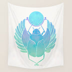 Egyptian Scarab - Turquoise OmbrÃ© Wall Tapestry Gallery Image 4