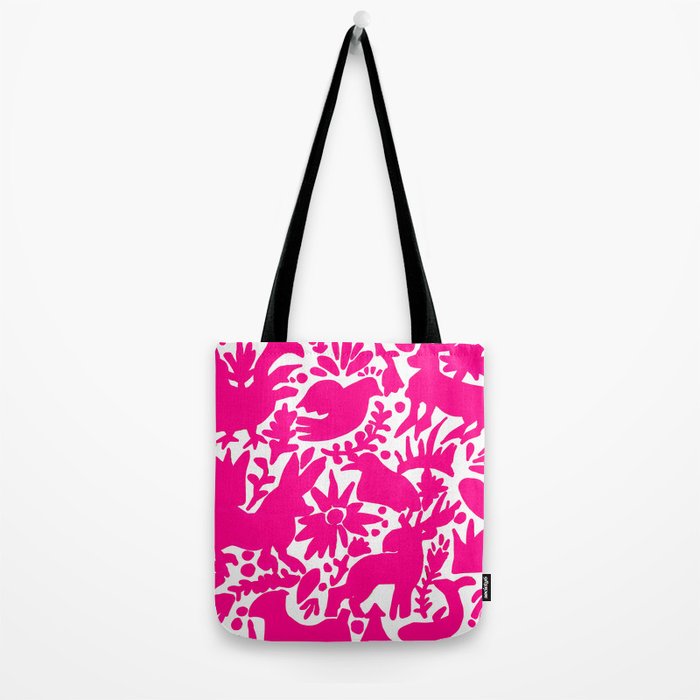 Hot Pink Otomi Bright Pattern Tote Bag Gallery Image 2