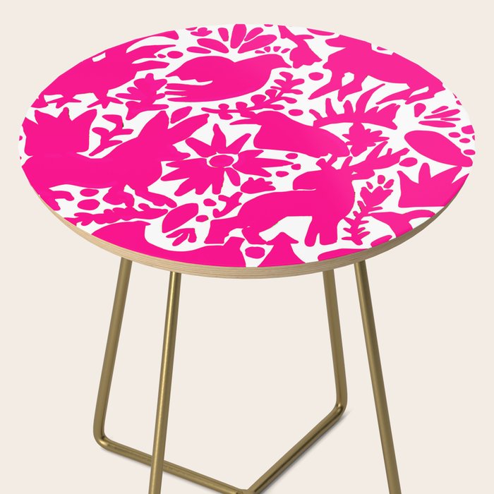 Hot Pink Otomi Bright Pattern Side Table Gallery Image 2