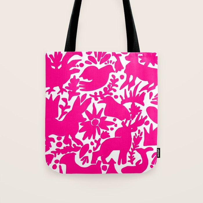 Hot Pink Otomi Bright Pattern Tote Bag Gallery Image 1