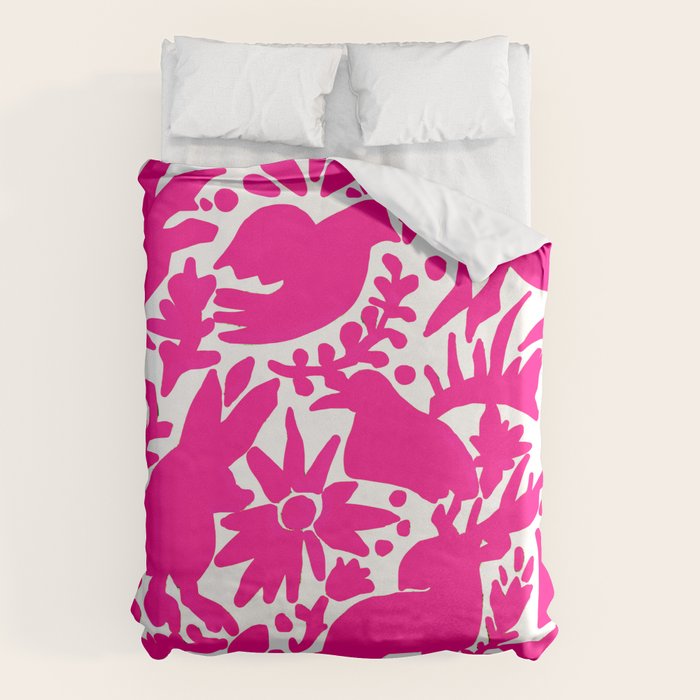 Hot Pink Otomi Bright Pattern Duvet Cover Gallery Image 6