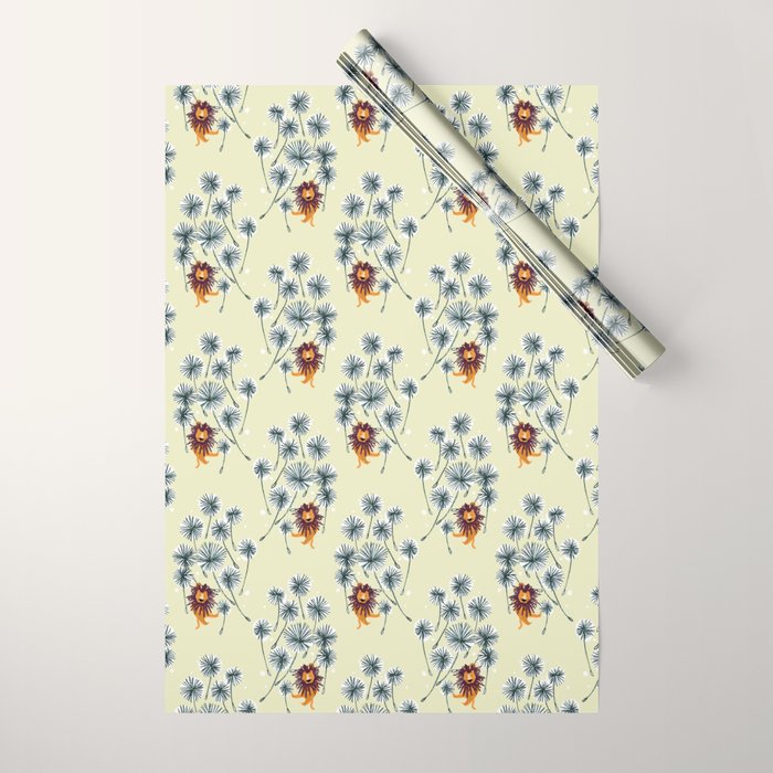Lion on dandelion Wrapping Paper Gallery Image 1