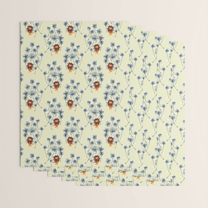 Lion on dandelion Wrapping Paper Gallery Image 3