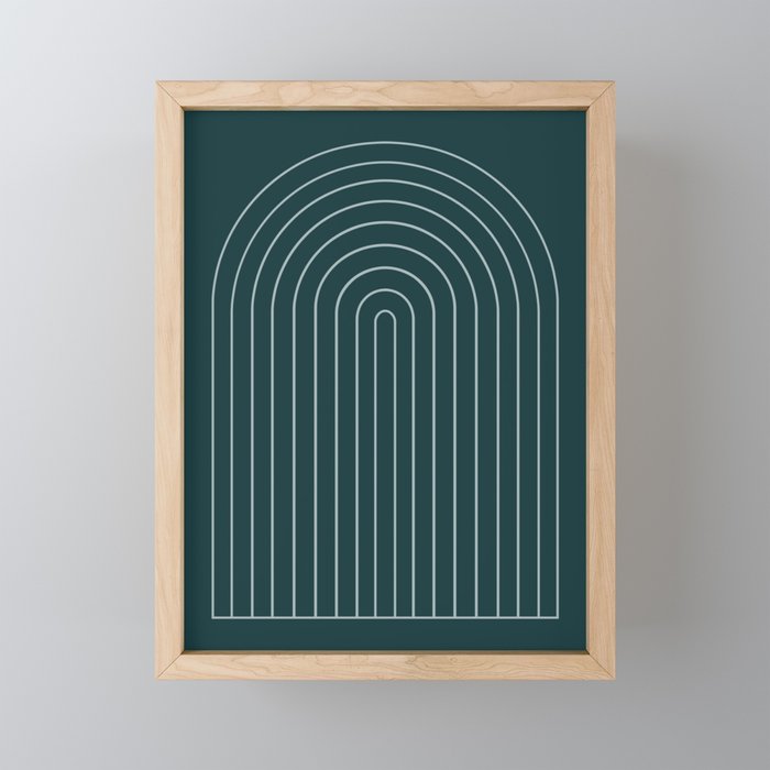 Minimal Arch XXXVIII Dark Teal Green Modern Geometric Lines Mini Art Print Gallery Image 1