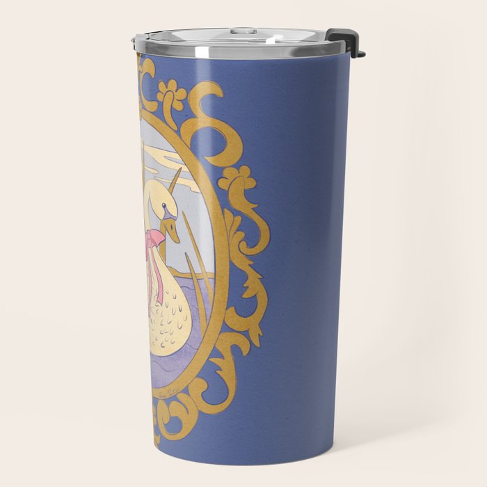 Whimsical Swan with Bow Cottagecore Fairytale Storybook Nursery Wall Art Travel Mug Gallery Image 2