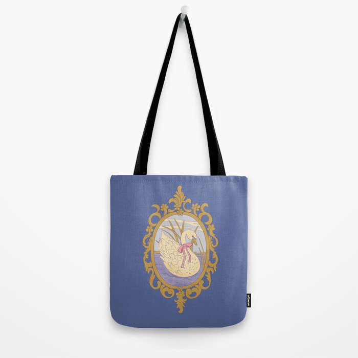 Whimsical Swan with Bow Cottagecore Fairytale Storybook Nursery Wall Art Tote Bag Gallery Image 2