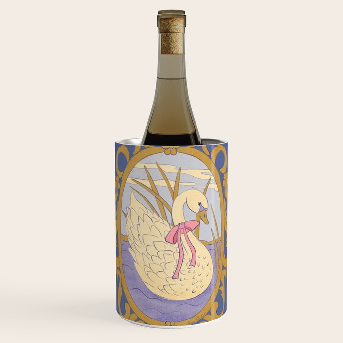 Whimsical Swan with Bow Cottagecore Fairytale Storybook Nursery Wall Art Wine Chiller Gallery Image 1