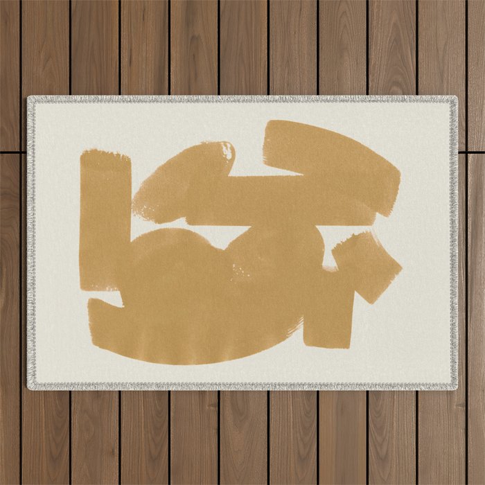Abstract Paint Form 1 - Gold Yellow Outdoor Rug Gallery Image 1